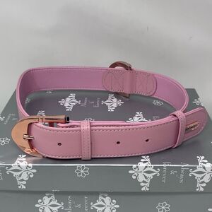 Dogness Pink Leather Rose Gold Hardware Large Dog Collar